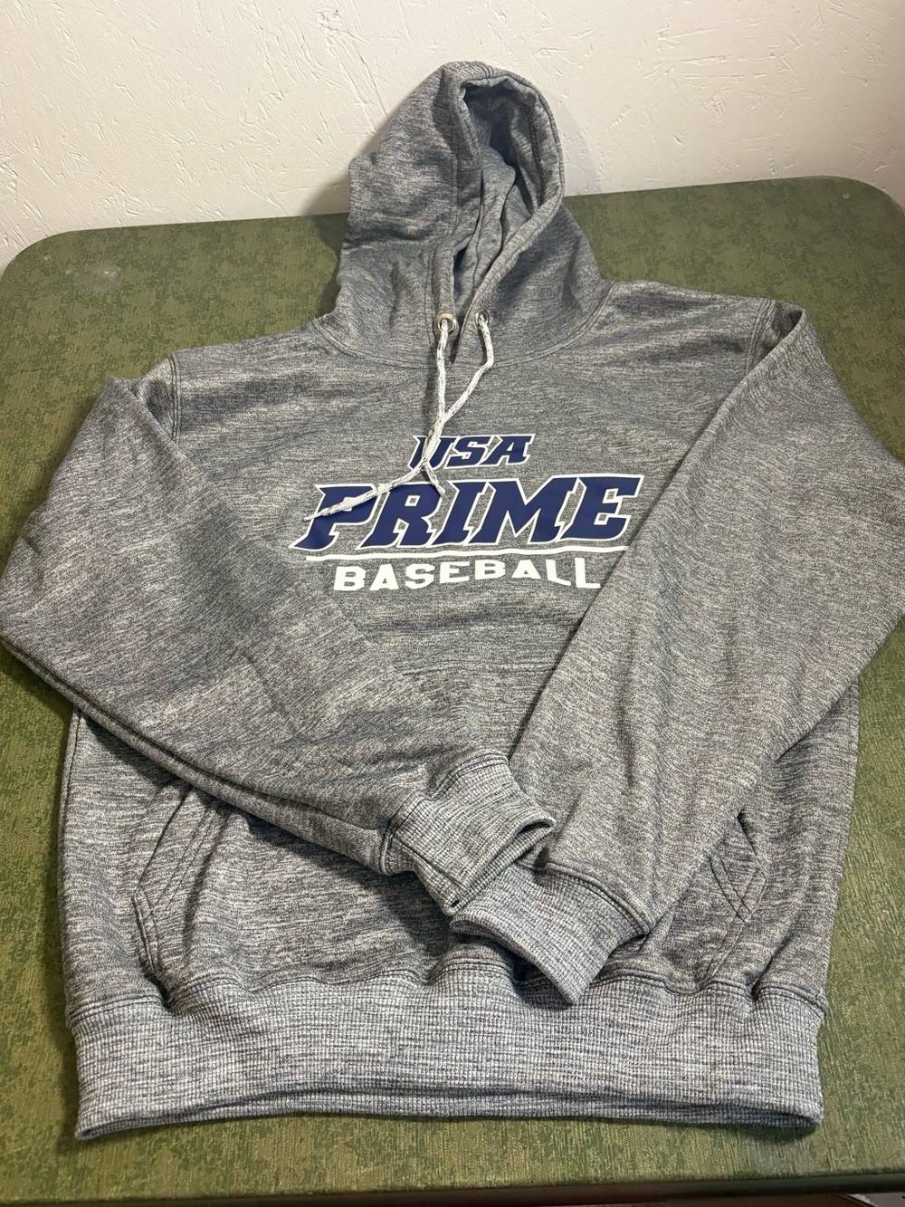 Ag Adriano Goldschmied Gray Hooded Sweatshirt with Blue PRIME Baseball Logo